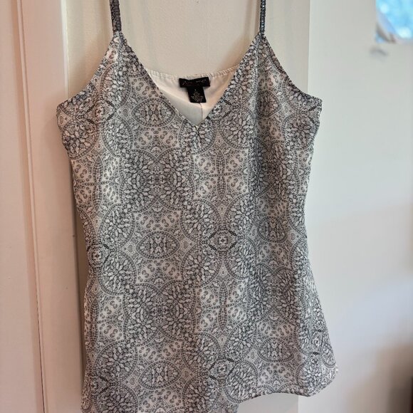 ASDF Silk Tank with Sequined straps, Sz L - Picture 1 of 5
